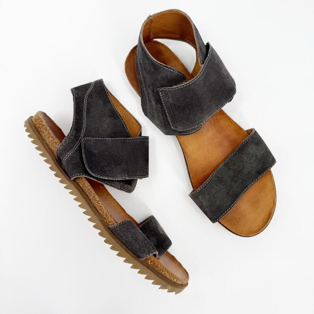 Women’s Black Suede Adjustable Strap Sandals